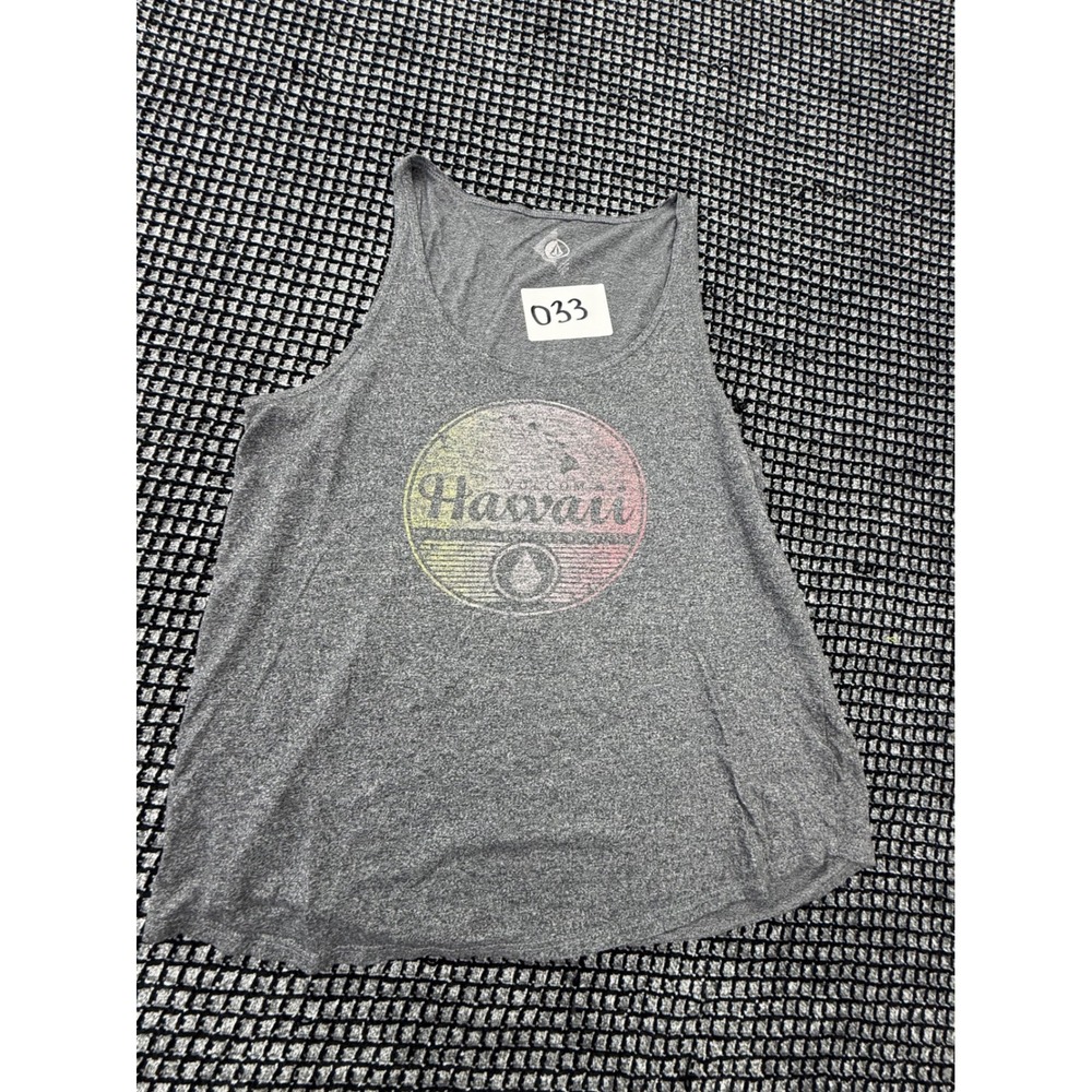 Volcom Tank Top Womens M Gray Excellent Hawaii Graphic Sunset Relaxed Fit